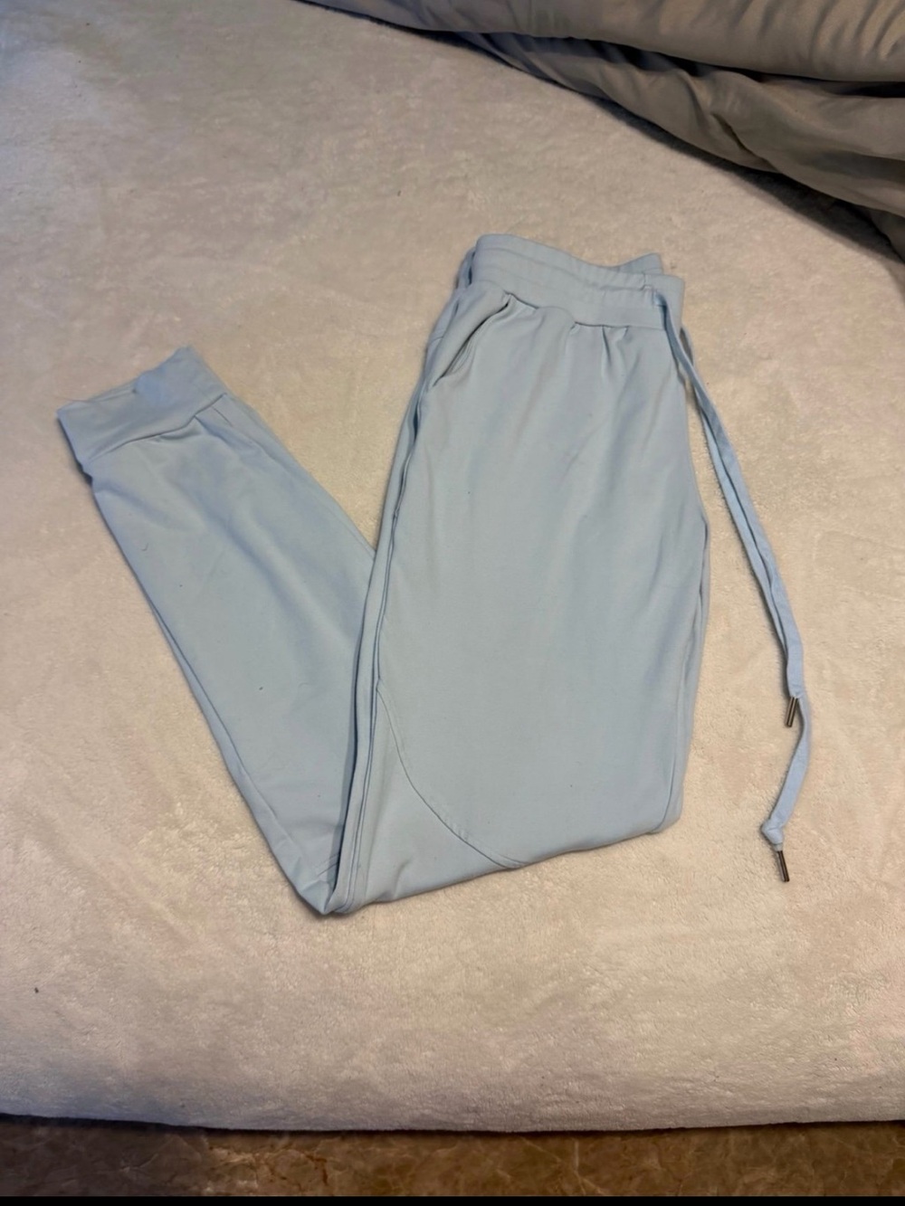 Buffbunny Light Blue High-Waisted Joggers – Women’s Athletic Lounge Pants